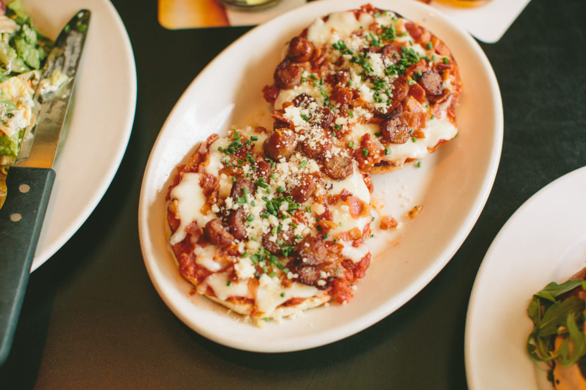 Pizza bagel from Trina's Starlite Lounge