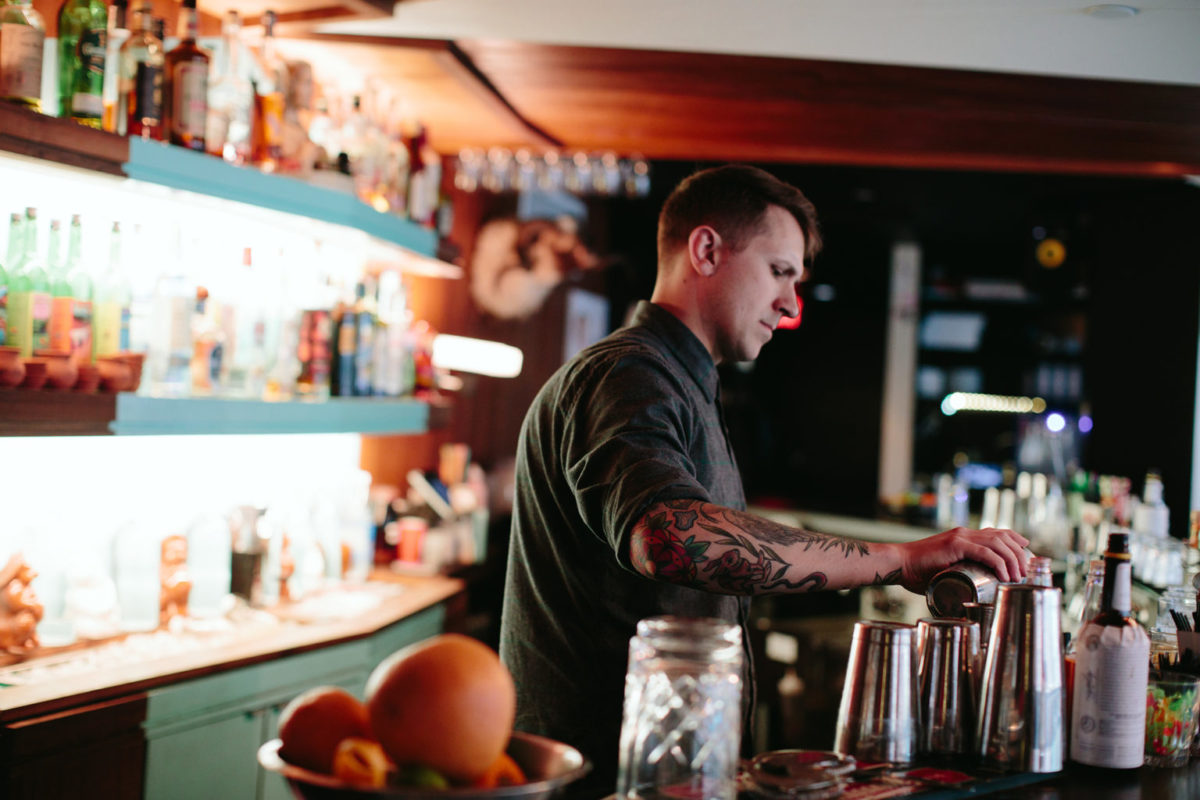 Bartender making drinks at The Automatic
